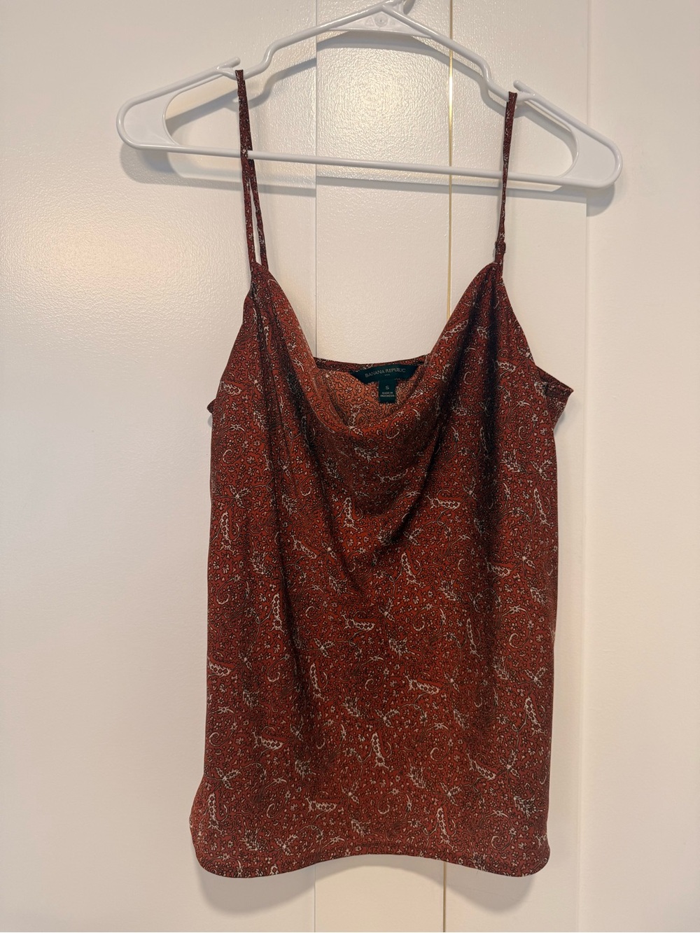 Banana Republic Rust Paisley Draped Cowl Neck Cami